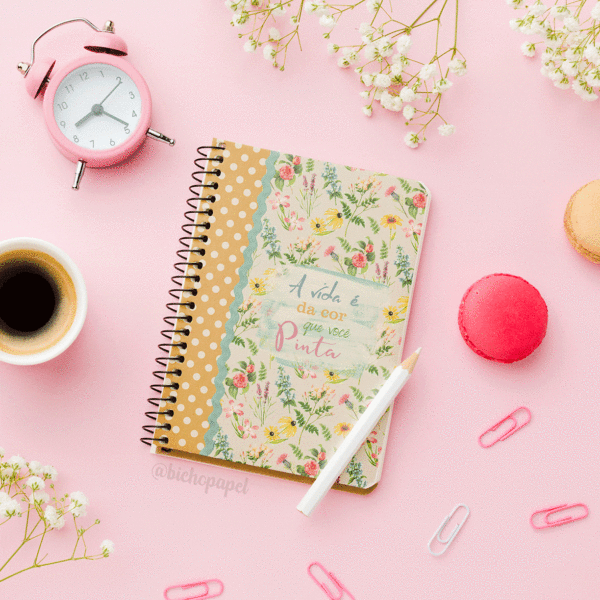 Miolo Caderno Floral Vintage