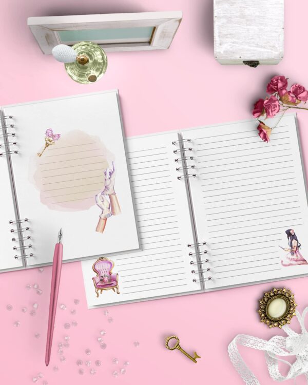 arquivo_caderno_capas_miolo_feminino_princesas_diário_oração_gratidão_devocional_mulher_meninas