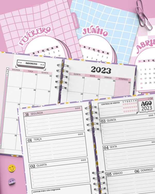 arquivo_digital_planner_2023_retro_cool_colorido_groovy_adesivo