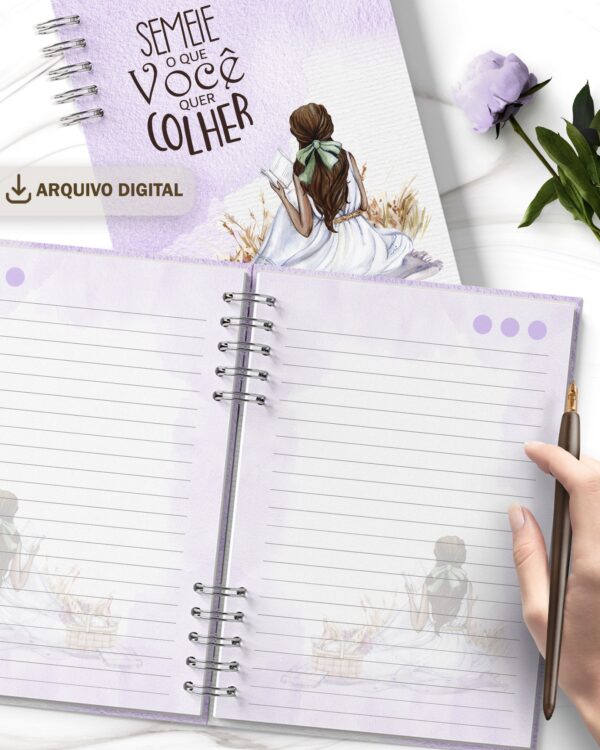 arquivo_digital_caderno_feminino_mulheres_negras_vestidos_flores_frases_biblia_versiculos_motivacional_decorado_miolo_pautado