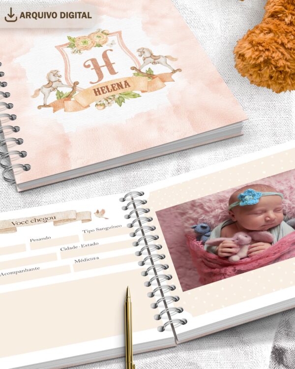 arquivo_digital_capas_diario_livro_bebe_A5_monograma_caderneta_vacina_cegonha_urso_menino_menina_floral_vintage_carrinho