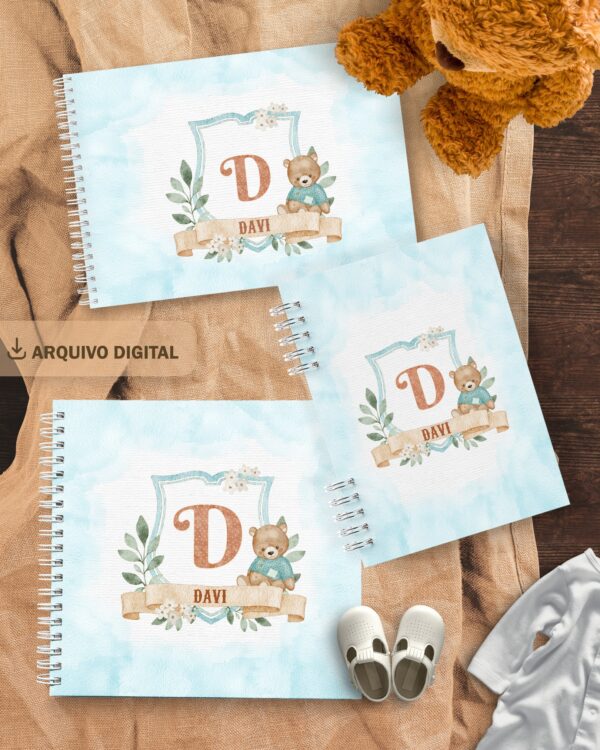 arquivo_digital_capas_diario_livro_bebe_A5_monograma_caderneta_vacina_cegonha_urso_menino_menina_floral_vintage_carrinho