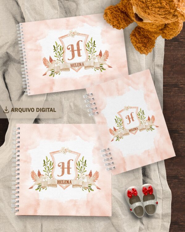 arquivo_digital_capas_diario_livro_bebe_A5_monograma_caderneta_vacina_cegonha_urso_menino_menina_floral_vintage_carrinho