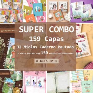 Super Combo cadernos capas encadernação livro bebe devocional planner financeiro caderno receitas