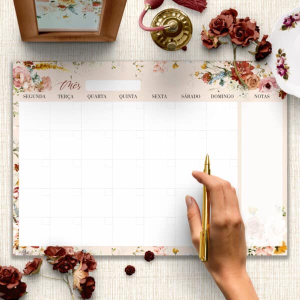 arquivo_digital_desk_planner_mesa_semanal_mensal_diario_bloco_notas_lista_check_floral