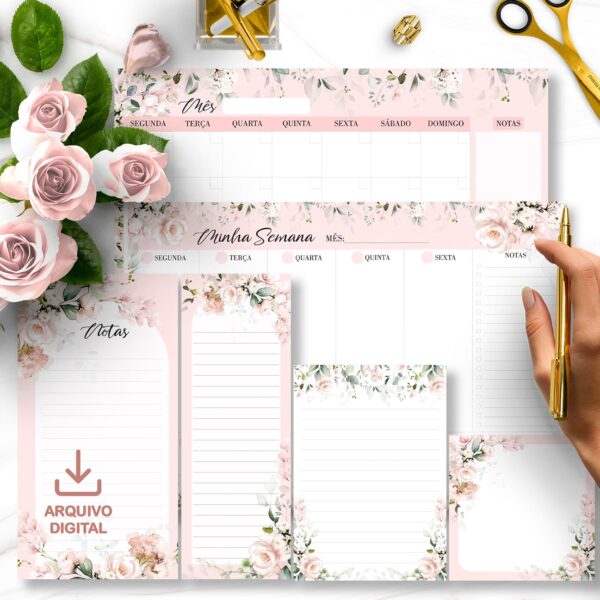 arquivo_digital_desk_planner_mesa_semanal_mensal_diario_bloco_notas_lista_check_floralrosal