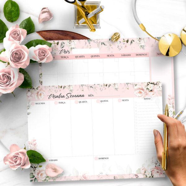 arquivo_digital_desk_planner_mesa_semanal_mensal_diario_bloco_notas_lista_check_floralrosal
