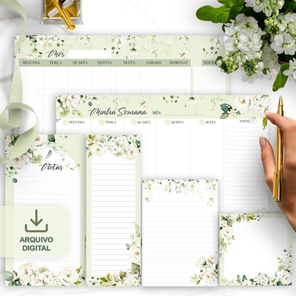 arquivo_digital_desk_planner_mesa_semanal_mensal_diario_bloco_notas_lista_check_floral_rosas_brancas