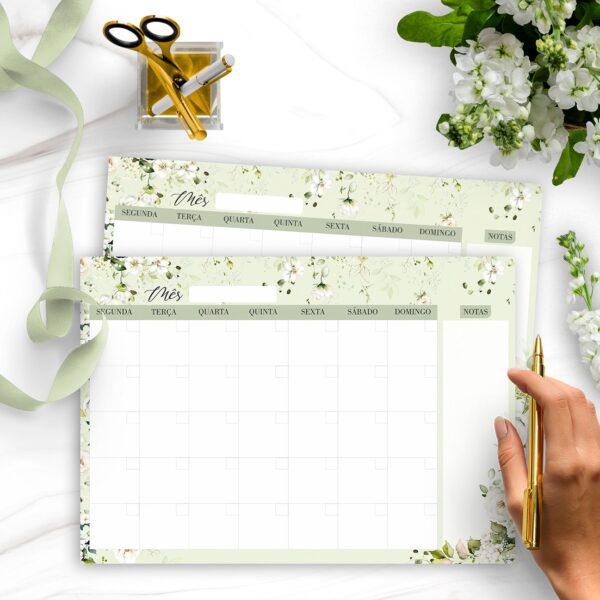 arquivo_digital_desk_planner_mesa_semanal_mensal_diario_bloco_notas_lista_check_floral_rosas_brancas