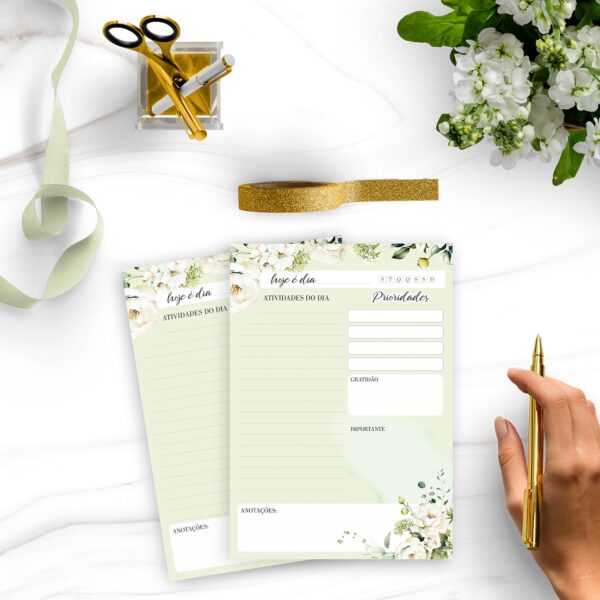 arquivo_digital_desk_planner_mesa_semanal_mensal_diario_bloco_notas_lista_check_floral_rosas_brancas