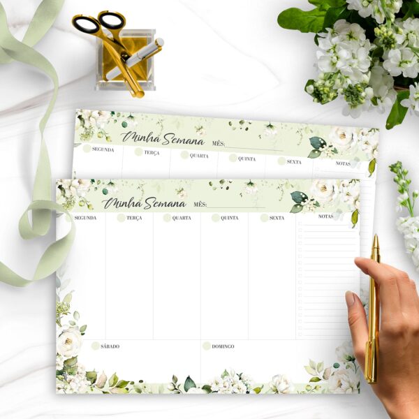 arquivo_digital_desk_planner_mesa_semanal_mensal_diario_bloco_notas_lista_check_floral_rosas_brancas