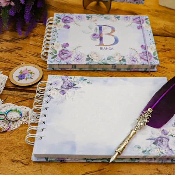 arquivo_digital_capas_miolo_alfabeto_floral_lilas_roxo_album_fotos_mensagem_marca_paginas_envelope_papel_carta_devocional_bloquinho_planejador