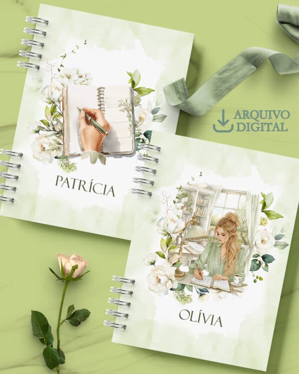 arquivo_digital_caderno_floral_verde_rosas_brancas_mulheres_planner_caderno_estudo