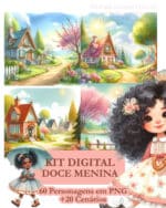 kit_digital_meninas_vintage_criancas_epoca_segurando_guarda_chuva_livros