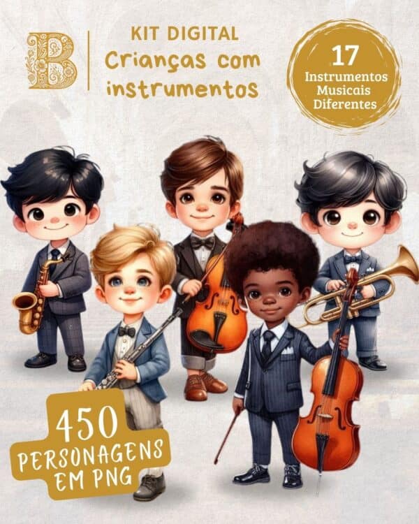 kit_digital_ilustrações_imagens_meninos_crianças_orquestra_instruments_musicais_evangélicos_ccb_cristã_jw_