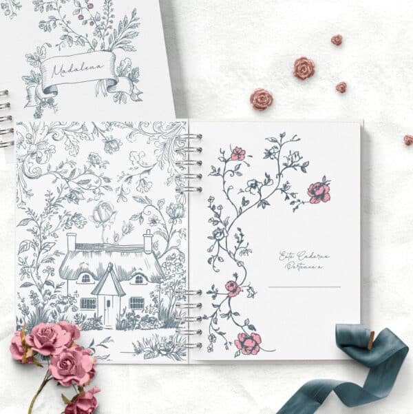 arquivo_digital_kit_capas_miolo_pautado_refugio_encantado_floral_bicicleta_janela_casa_cottage